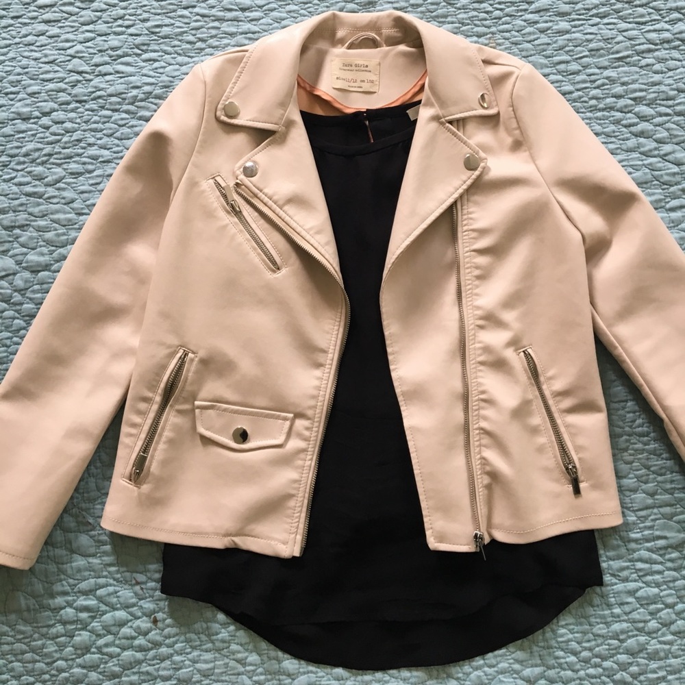 Zara Girls faux-leather moto jacket